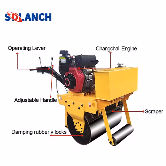 Chine Mini rouleau de route vibrant de machine de compacteur diesel avec utilisation de tambour lisse de diamètre pour l'asphalte